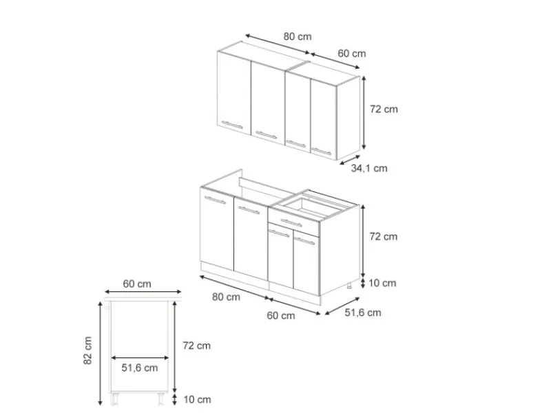 Vicco Fame-Line Singleküche Eiche Paneel/Goldkraft Eiche 140 cm AP Eiche ohne E-Geräte< Single-Küchen|Kühlschränke