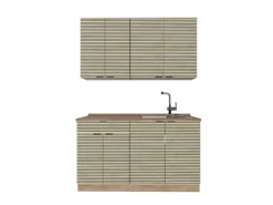 Single-Küchen|Einbauküchen<Vicco Fame-Line Singleküche Eiche Paneel/Goldkraft Eiche 140 cm ohne Arbeitsplatte ohne E-Geräte