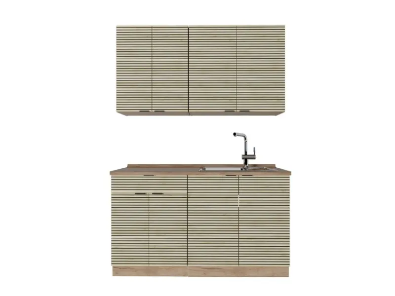 Single-Küchen|Einbauküchen<Vicco Fame-Line Singleküche Eiche Paneel/Goldkraft Eiche 140 cm ohne Arbeitsplatte ohne E-Geräte