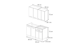 Single-Küchen|Einbauküchen<Vicco Fame-Line Singleküche Eiche Paneel/Goldkraft Eiche 140 cm ohne Arbeitsplatte ohne E-Geräte