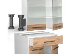 Vicco Fame-Line Singleküche Goldkraft /Weiß 140 cm AP Anthrazit ohne E-Geräte< Single-Küchen|Einbauküchen