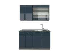 Single-Küchen<Vicco Fame-Line Singleküche Hochglanz/Anthrazit 140 cm AP Anthrazit ohne E-Geräte