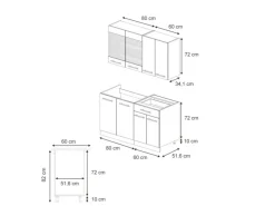 Single-Küchen<Vicco Fame-Line Singleküche Hochglanz/Anthrazit 140 cm AP Anthrazit ohne E-Geräte