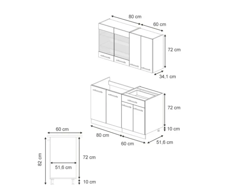 Single-Küchen<Vicco Fame-Line Singleküche Hochglanz/Anthrazit 140 cm AP Anthrazit ohne E-Geräte