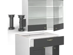 Outlet Vicco Fame-Line Singleküche /Weiß 140 cm ohne Arbeitsplatte ohne E-Geräte Anthrazit-Gold