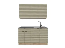 Vicco Fame-Line Singleküche Eiche Paneel/Goldkraft Eiche 140 cm AP Anthrazit ohne E-Geräte< Single-Küchen|Einbauküchen