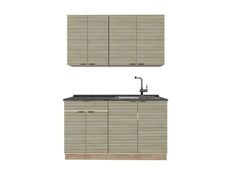 Vicco Fame-Line Singleküche Eiche Paneel/Goldkraft Eiche 140 cm AP Anthrazit ohne E-Geräte< Single-Küchen|Einbauküchen