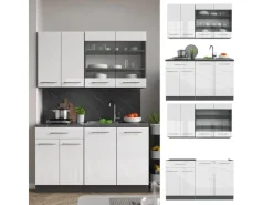 Vicco Fame-Line Singleküche /Anthrazit 140 cm ohne Arbeitsplatte ohne E-Geräte< Single-Küchen