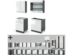 Vicco Fame-Line Singleküche /Anthrazit 140 cm ohne Arbeitsplatte ohne E-Geräte< Single-Küchen