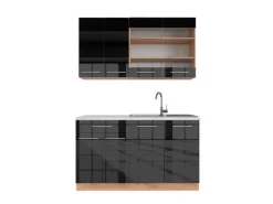 Single-Küchen<Vicco Fame-Line Singleküche /Goldkraft Eiche 140 cm AP Marmor ohne E-Geräte
