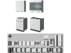 Vicco Fame-Line Singleküche Weiß Landhaus/Anthrazit 140 cm ohne Arbeitsplatte ohne E-Geräte< Single-Küchen