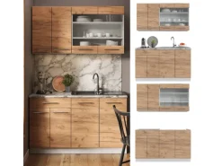 Vicco Fame-Line Singleküche Goldkraft /Weiß 140 cm AP ohne E-Geräte< Single-Küchen