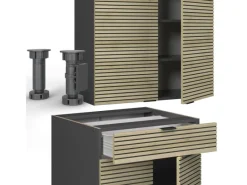 Vicco Fame-Line Singleküche Eiche Paneel/Anthrazit 140 cm AP Anthrazit ohne E-Geräte< Single-Küchen|Einbauküchen