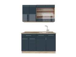 Vicco Fame-Line Singleküche Hochglanz/Goldkraft Eiche 140 cm AP Eiche ohne E-Geräte< Single-Küchen|Einbauküchen