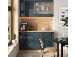 Vicco Fame-Line Singleküche Hochglanz/Goldkraft Eiche 140 cm AP Eiche ohne E-Geräte< Single-Küchen|Einbauküchen
