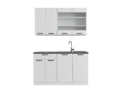 Vicco Fame-Line Singleküche Weiß Landhaus/Weiß 140 cm AP Anthrazit ohne E-Geräte< Single-Küchen