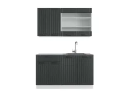 Single-Küchen<Vicco Fame-Line Singleküche Anthrazit Landhaus/Weiß 140 cm AP Anthrazit ohne E-Geräte