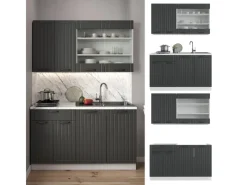 Single-Küchen<Vicco Fame-Line Singleküche Anthrazit Landhaus/Weiß 140 cm AP Anthrazit ohne E-Geräte