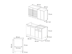 Vicco Fame-Line Singleküche Hochglanz/Anthrazit 140 cm AP Eiche ohne E-Geräte< Single-Küchen