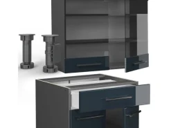 Vicco Fame-Line Singleküche Hochglanz/Anthrazit 140 cm AP Eiche ohne E-Geräte< Single-Küchen