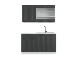 Vicco Fame-Line Singleküche Anthrazit Landhaus/Weiß 140 cm ohne Arbeitsplatte ohne E-Geräte< Single-Küchen|Einbauküchen