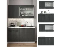 Vicco Fame-Line Singleküche Anthrazit Landhaus/Weiß 140 cm ohne Arbeitsplatte ohne E-Geräte< Single-Küchen|Einbauküchen