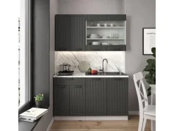 Vicco Fame-Line Singleküche Anthrazit Landhaus/Weiß 140 cm ohne Arbeitsplatte ohne E-Geräte< Single-Küchen|Einbauküchen