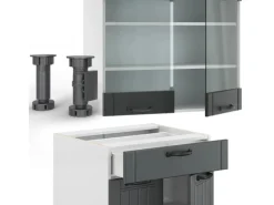 Vicco Fame-Line Singleküche Anthrazit Landhaus/Weiß 140 cm ohne Arbeitsplatte ohne E-Geräte< Single-Küchen|Einbauküchen