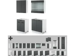 Vicco Fame-Line Singleküche Anthrazit Landhaus/Weiß 140 cm ohne Arbeitsplatte ohne E-Geräte< Single-Küchen|Einbauküchen