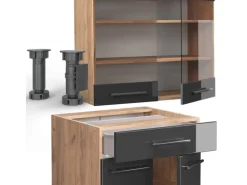Vicco Fame-Line Singleküche /Goldkraft Eiche 140 cm AP Eiche ohne E-Geräte< Single-Küchen