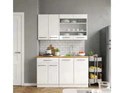 Clearance Vicco Fame-Line Singleküche Hochglanz/ 140 cm AP Anthrazit ohne E-Geräte Weiß