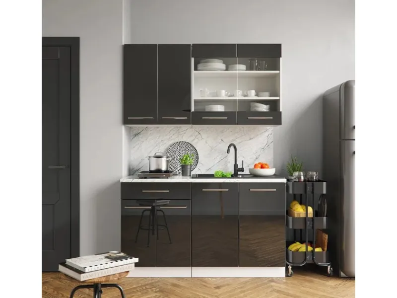 Sale Vicco Fame-Line Singleküche 140 cm ohne Arbeitsplatte ohne E-Geräte Anthrazit