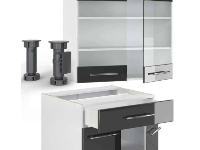 Sale Vicco Fame-Line Singleküche 140 cm ohne Arbeitsplatte ohne E-Geräte Anthrazit