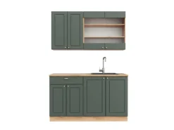 Single-Küchen|Einbauküchen<Vicco Fame-Line Singleküche -Gold Landhaus/Goldkraft Eiche 140 cm ohne Arbeitsplatte ohne E-Geräte