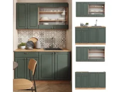 Single-Küchen|Einbauküchen<Vicco Fame-Line Singleküche -Gold Landhaus/Goldkraft Eiche 140 cm ohne Arbeitsplatte ohne E-Geräte