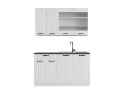 Vicco Fame-Line Singleküche Weiß Landhaus/Weiß 140 cm ohne Arbeitsplatte ohne E-Geräte< Single-Küchen|Einbauküchen