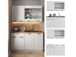 Vicco Fame-Line Singleküche Weiß Landhaus/Weiß 140 cm ohne Arbeitsplatte ohne E-Geräte< Single-Küchen|Einbauküchen