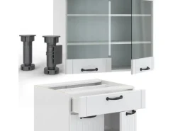 Vicco Fame-Line Singleküche Weiß Landhaus/Weiß 140 cm ohne Arbeitsplatte ohne E-Geräte< Single-Küchen|Einbauküchen
