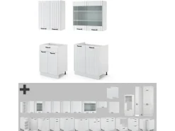 Vicco Fame-Line Singleküche Weiß Landhaus/Weiß 140 cm ohne Arbeitsplatte ohne E-Geräte< Single-Küchen|Einbauküchen