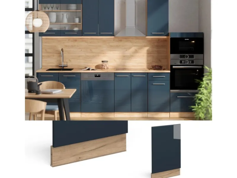Vicco Frontblende Fame-Line Hochglanz 45 cm ohne Arbeitsplatte mit Goldkraft Eiche Korpus< Einbauküchen
