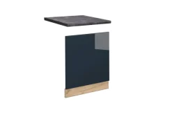 Vicco Frontblende Fame-Line Geschirrspüler Fronttür Dunkelblau Hochglanz 60 cm AP Anthrazit mit Goldkraft Eiche Korpus