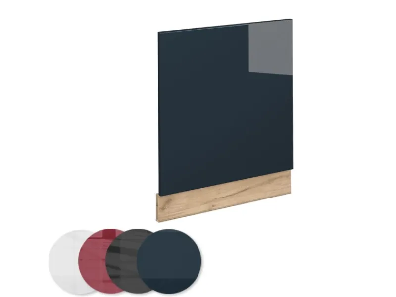 Vicco Frontblende Fame-Line Geschirrspüler Fronttür Dunkelblau Hochglanz 60 cm AP Anthrazit mit Goldkraft Eiche Korpus
