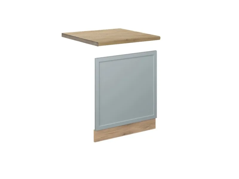 Einbauküchen<Vicco Frontblende Fame-Line Hellblau-grau 60 cm ohne Arbeitsplatte mit Goldkraft Eiche Korpus