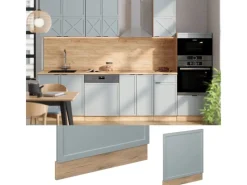 Einbauküchen<Vicco Frontblende Fame-Line Hellblau-grau 60 cm ohne Arbeitsplatte mit Goldkraft Eiche Korpus