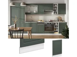 Einbauküchen<Vicco Frontblende Fame-Line Geschirrspüler Fronttür Grün-Gold Landhaus/Weiß 45 cm AP Eiche