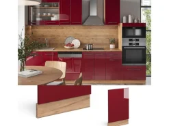 Einbauküchen<Vicco Frontblende Fame-Line Bordeaux Hochglanz/Goldkraft Eiche 45 cm AP Anthrazit