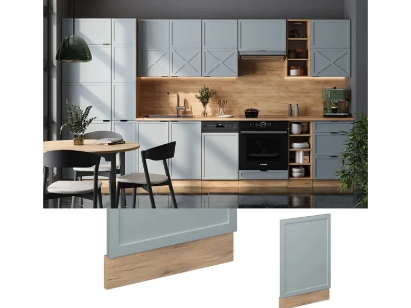 Küchenschränke<Vicco Frontblende Fame-Line Hellblau-grau 45 cm AP Marmor