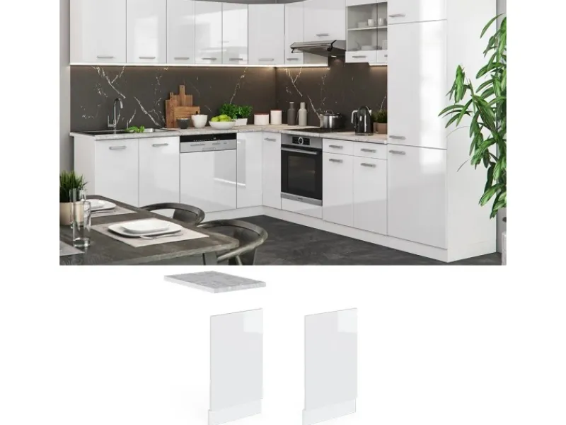 Vicco Frontblende R-Line Geschirrspüler Fronttür Hochglanz/ 45 cm AP Eiche< Einbauküchen