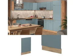 Vicco Frontblende R-Line Geschirrspüler Fronttür Blau-Grau/Goldkraft Eiche AP Marmor< Einbauküchen