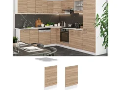 Discount Vicco Frontblende R-Line Geschirrspüler Fronttür Sonoma/Weiß 45 cm ohne Arbeitsplatte Sonoma Eiche
